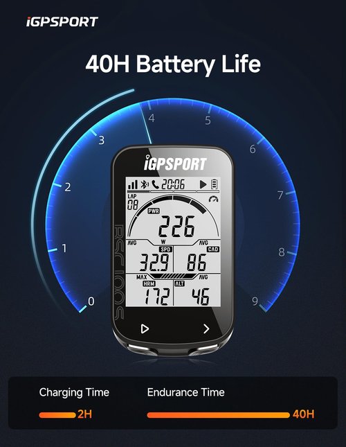 iGPSPORT BSC100S GPS Bike Computer Wireless, 2.6 inch LCD Display 40H Rechargeable Waterproof Cycling Computer (BSC100S)