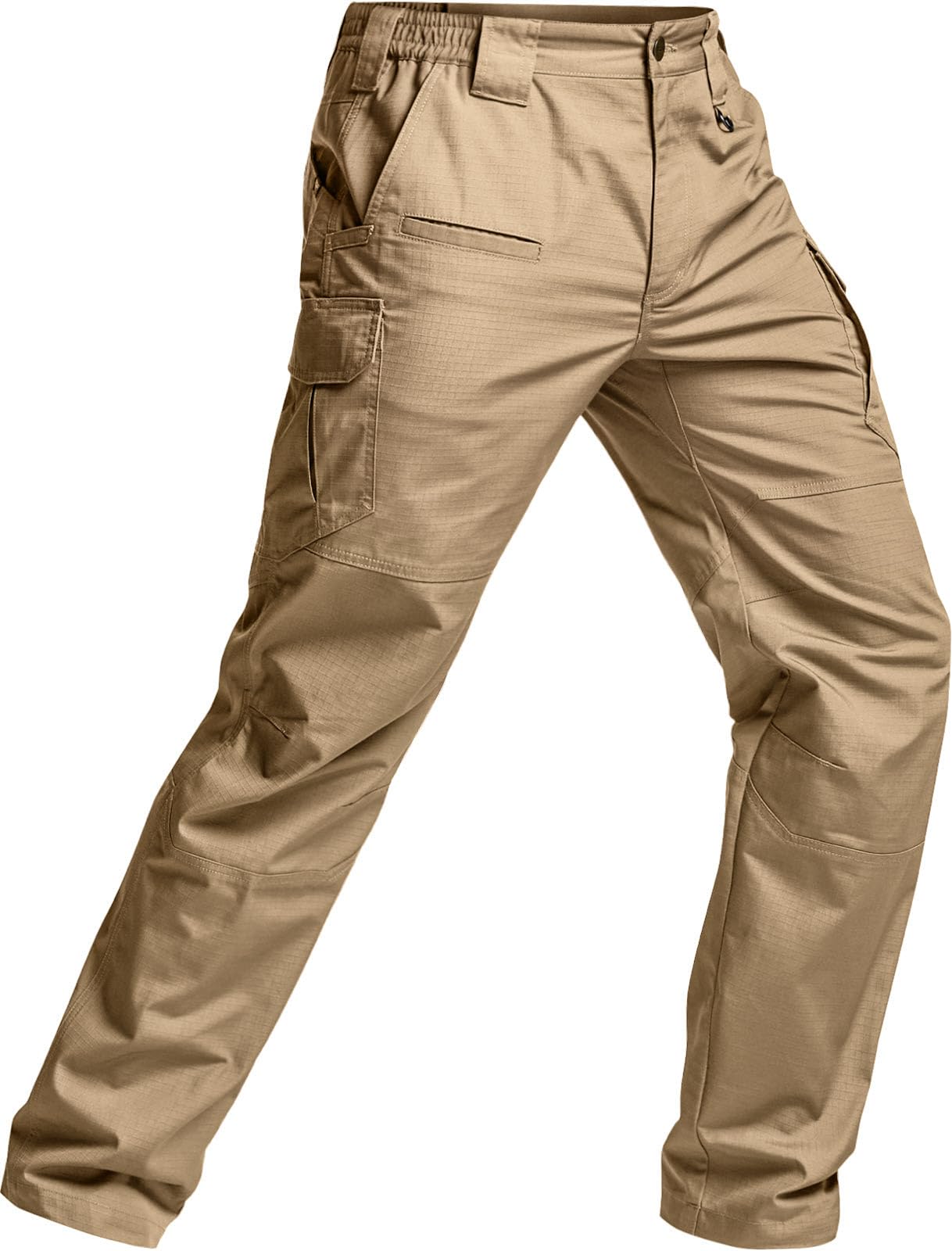 CQR Men's Tactical Pants, Water Resistant Ripstop Cargo Pants, Lightweight EDC Work Hiking Pants, Outdoor Apparel, Raider Mag Pocket Khaki, 32W x 30L