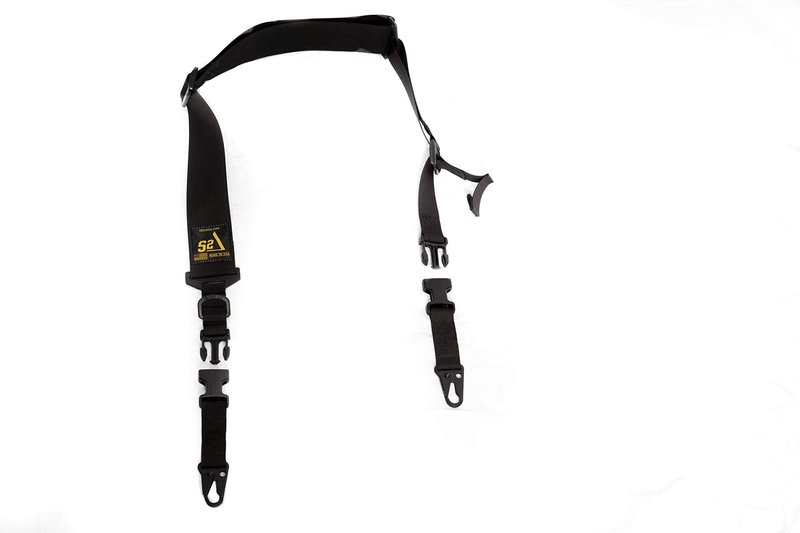 S2Delta - USA Made Premium 2 Point Rifle Sling, Fast Adjustment, Modular Attachment Connections, Comfortable 2” Wide Shoulder Strap (Black, Snap Hook)