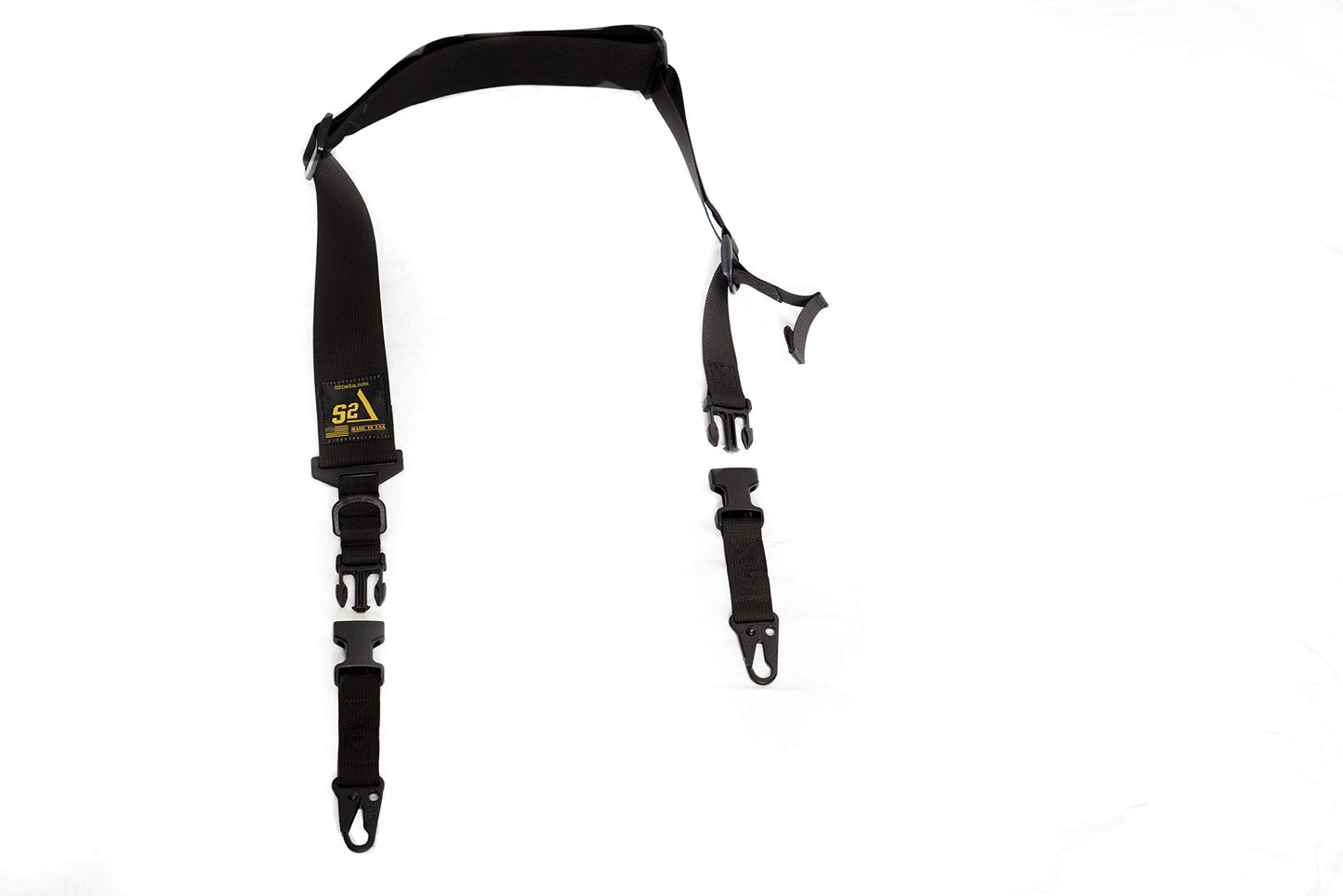 S2Delta - USA Made Premium 2 Point Rifle Sling, Fast Adjustment, Modular Attachment Connections, Comfortable 2” Wide Shoulder Strap (Black, Snap Hook)