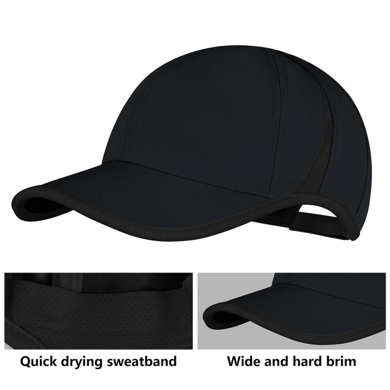 SEEK SURE Black Dry Fit Hat Men Women Low Porfile Fitted Ball Caps Lightweight Performance Running Hat