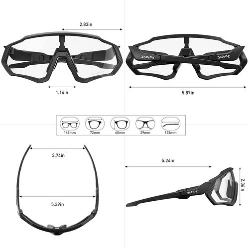 KAPVOE Photochromic Cycling Glasses Men Women Mountain Bike Sunglasses Clear MTB Bicycle Riding - K9408