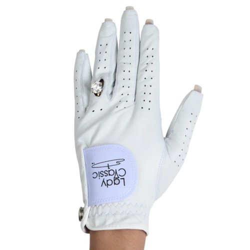 Lady Classic Women’s Left for Right Handed Golfers Golf Glove for Nails and Rings | Contour Fit for Comfort & Open-Tip Nail Slots | Breathable Stylish Golf Gloves for Women, White, X-Large
