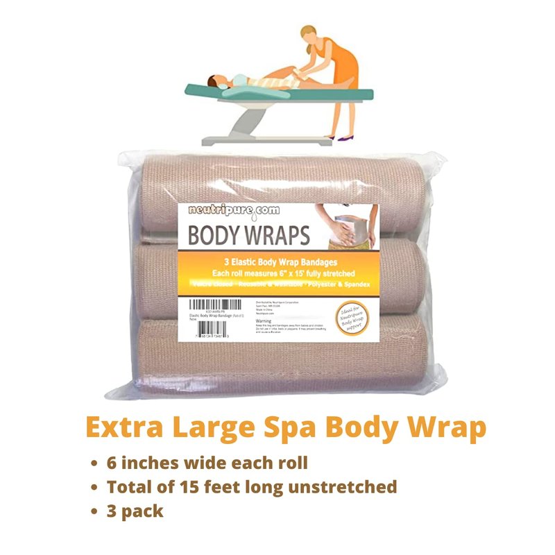 Neutripure Body Wrap Support - Elastic Stretch Bandages - Washable and Extra Wide (Pack of 3)