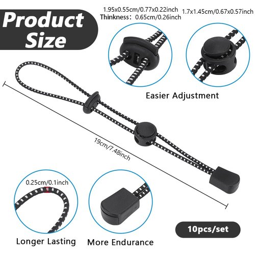 NBEADS 10 Pcs Hiking Pole Holder for Backpacks, Black Hiking Stick Holder Buckle Elastic Rope Lanyard Adjustable Straps for Most Backpacks and Hiking Poles