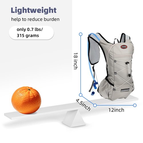 2 Pack Hydration Backpack Pack with 2L Hydration Bladders, TNYSPORT Lightweight Breathable Water Backpack with Multiple Pockets, Reinforced Shoulder Straps for Hiking, Running, Biking (Black and Gray)