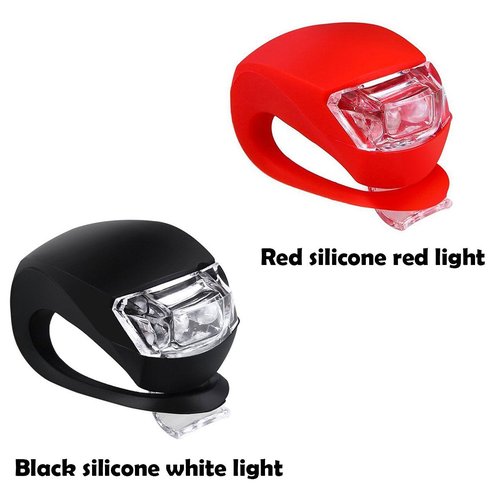 Malker Bicycle Light Front and Rear Silicone LED Bike Light Set - Headlight and Taillight,Waterproof & Safety Road,Mountain Bike Lights,Batteries Included (2pcs Red & 2pcs Black)