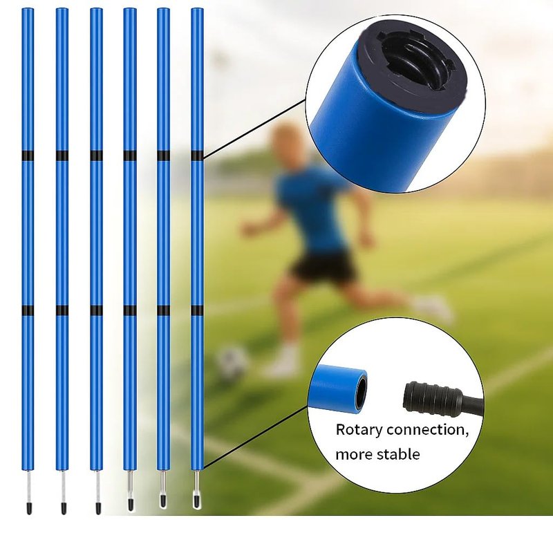 Soccer Agility Training Equipment Set - 6 Pro 59" Spliceable Agility Poles with Ground Spikes, 1 20ft Speed Ladder, 10 Soccer Cones, Jump Rope & Carry Bag for Youth Soccer & Football Drills (blue)
