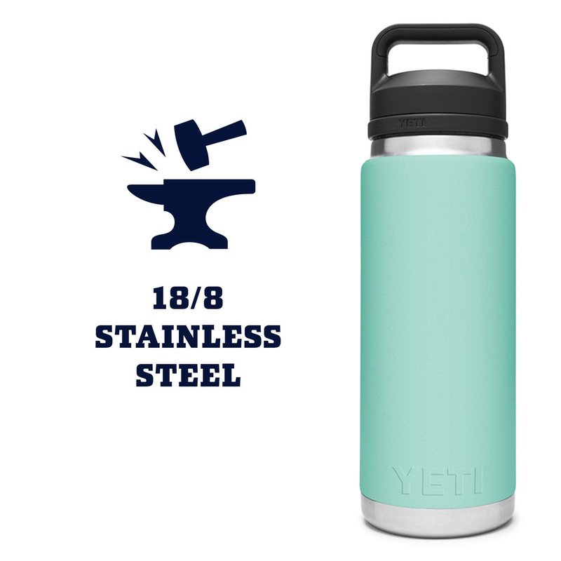 YETI Rambler 26 oz Bottle, Vacuum Insulated, Stainless Steel with Chug Cap, Seafoam
