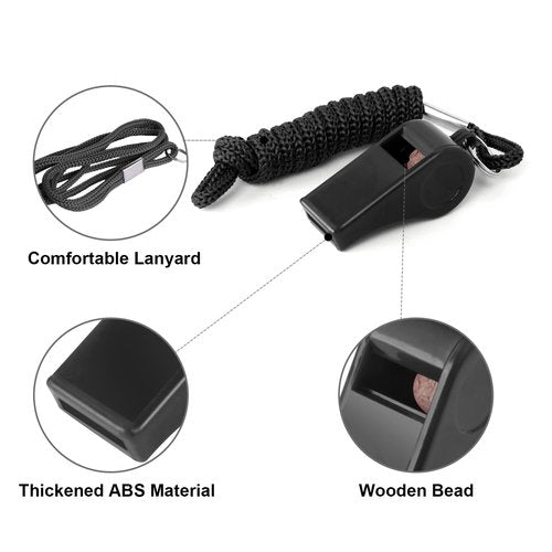 Seakii 24 Pack 120dB Loud Referee Whistles with Lanyards – Heavy-Duty Black Sports Whistles for Coaches, Referees, and Team Events