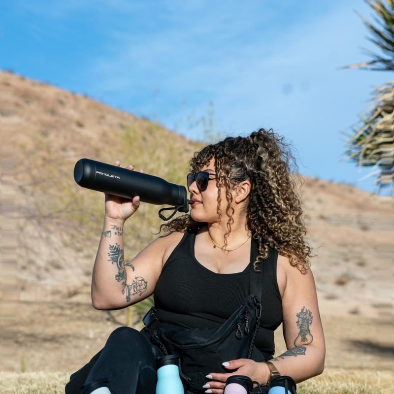 Ponoleta Slim Water Bottle, Stainless Steel with Straw, Standard Mouth for Sports and Travel, Double Vacuum Insulated, BPA-Free, Leak Proof