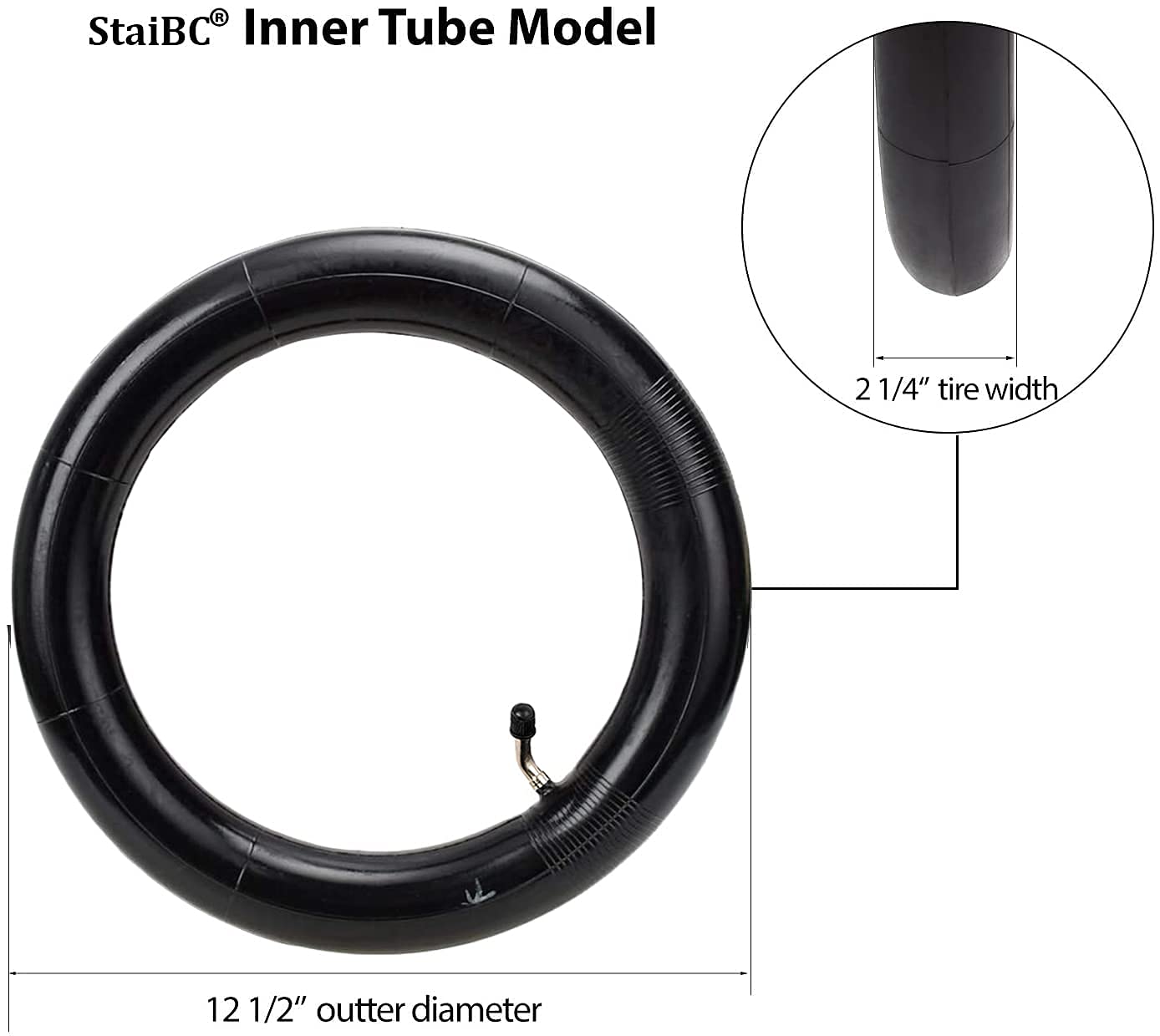 1-Pack 12.5" Scooter Inner Tube 12 1/2 x 2 1/4 Angled Valve Stem 12.5" x 2.25" Tube Compatible with 12.5X1.75 12.5 X 1.95 12.5 X 2.125 12.5 x 2.25 Most Bike and Scooter Tire Tube