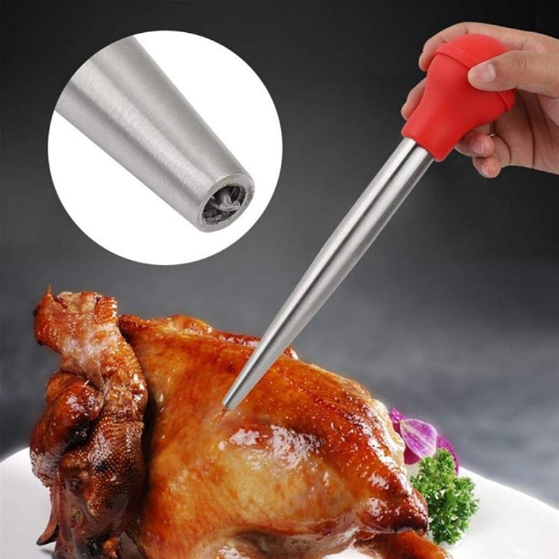 Turkey Baster Set, Stainless Steel Syringe with Cleaning Brush & Marinade Needles - Black (Variation of THIS listing)