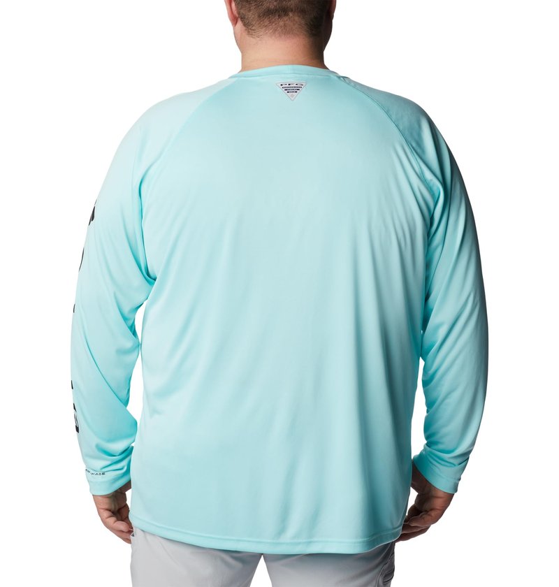 Columbia Men's PFG Terminal Tackle Long Sleeve Fishing Shirt, Gulf Stream/Black Logo, X-Small