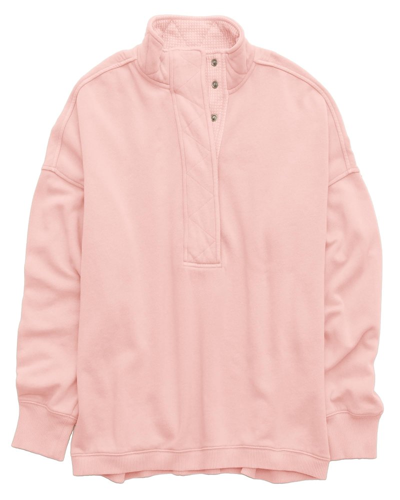 Gacaky Sweatshirt for Women Oversized Casual Long Sleeve Button Henley Neck Pullover Tops Fashion Outfits Clothes Pink XS