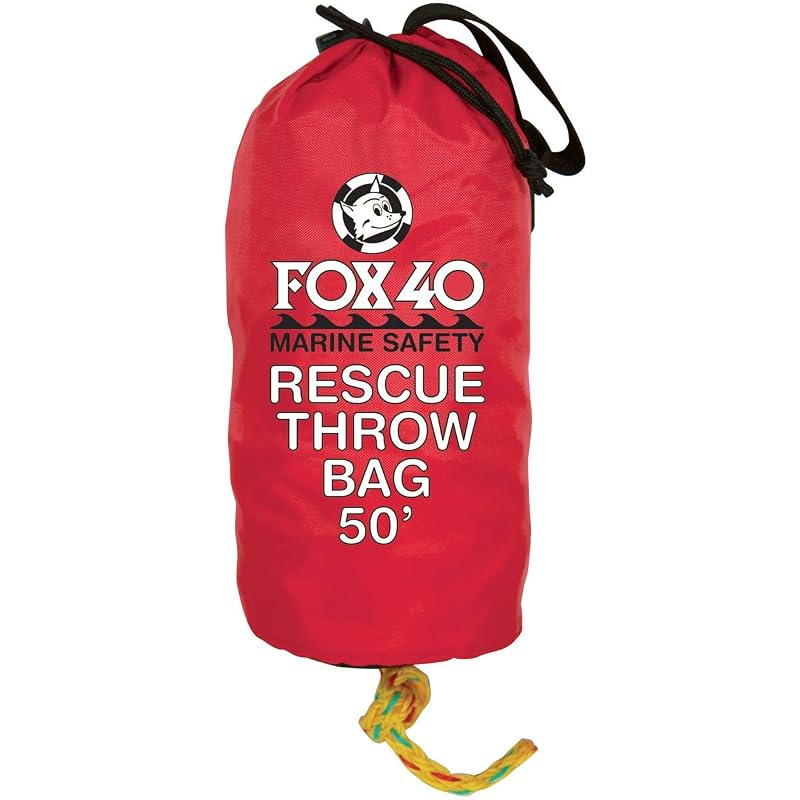 Fox 40 Rescue Throw Bag with 50 Ft Floating Rope, Red