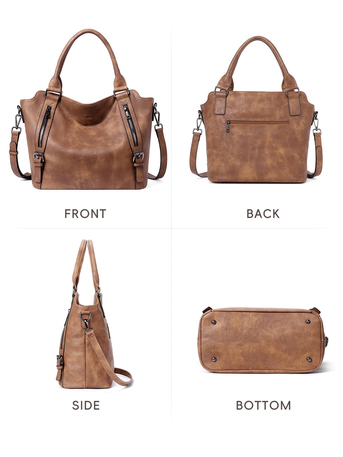 CLUCI Hobo Bags for Women Vegan Leather Handbags Large Tote Ladies Purse Shoulder Bag with Adjustable Shoulder Strap