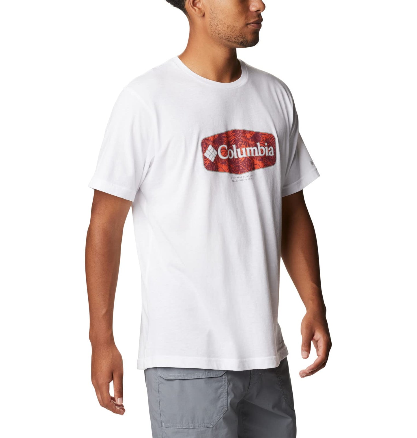 Columbia Men's Thistletown Hills Graphic Short Sleeve, White/Wanderland Graphic, Large
