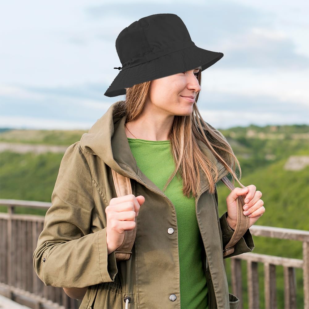 Foldable Bucket Hat UPF 50+ for Men Women - Packable UV Protection Sun Hat Quick Dry for Travel Hiking Beach(B#Balck)