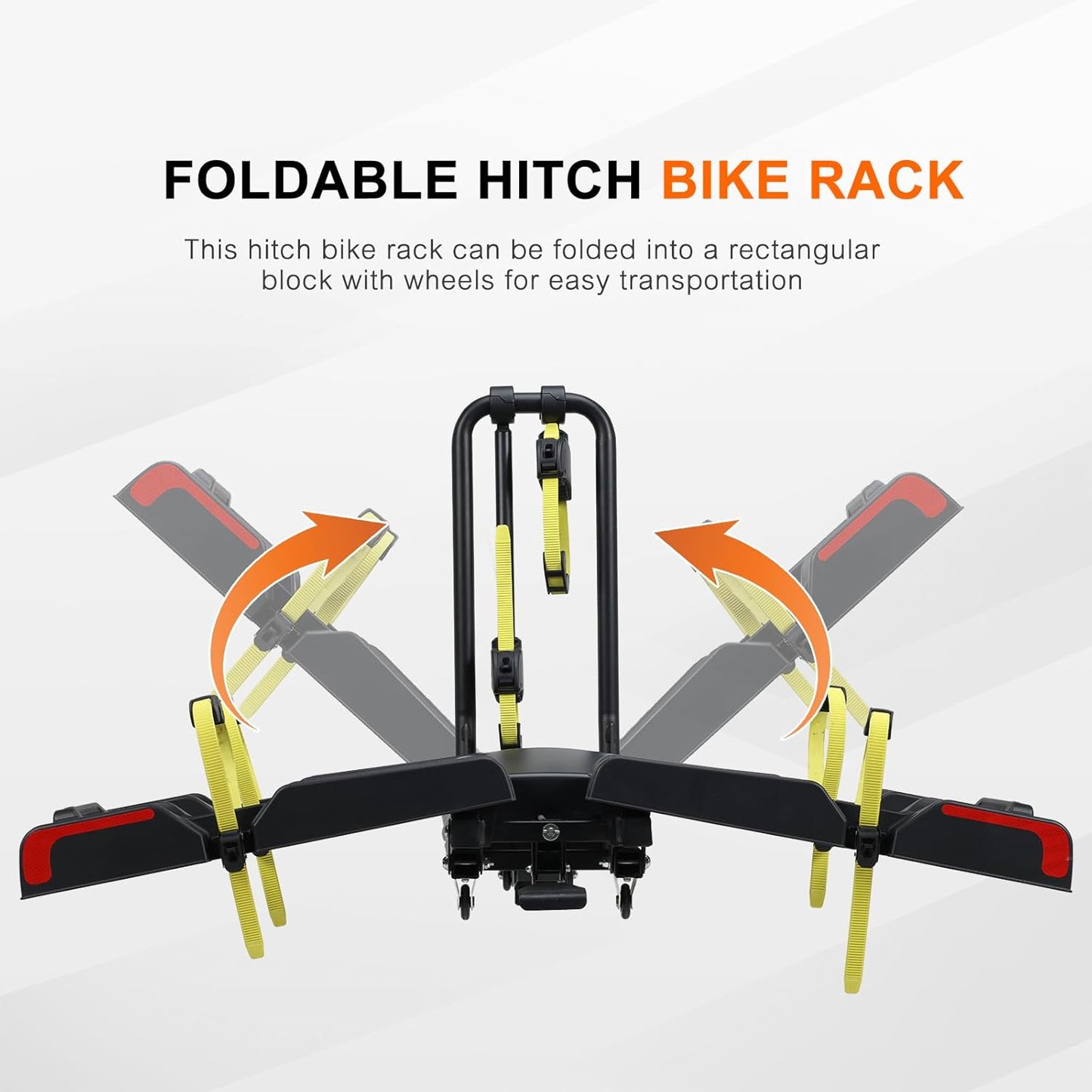 2 E-Bike Foldable Hitch Mount Bike Rack with Light for 2" Receiver SUV & Trucks, Up to 4'' Fat Tire, Lockable Hitch Racks for E-Bike with Ramp and Wheels, 180 LBS Capacity