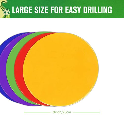 BQWanFA 9 Inch Non Slip Rubber Agility Markers,Flat Field Cones Floor Dots for Soccer Basketball Sports Speed Agility Training and Drills(5Pcs,with Net Bag)