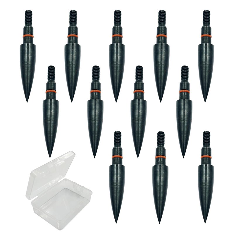 Archery Points 75/100/125/150 Grains - 12pcs Stainless Steel 5/16 Inch Screw-in Bullet Points, Arrow Tips for Crossbow, Recurve & Compound Bow, Target Practice & Hunting (125 grain field points)