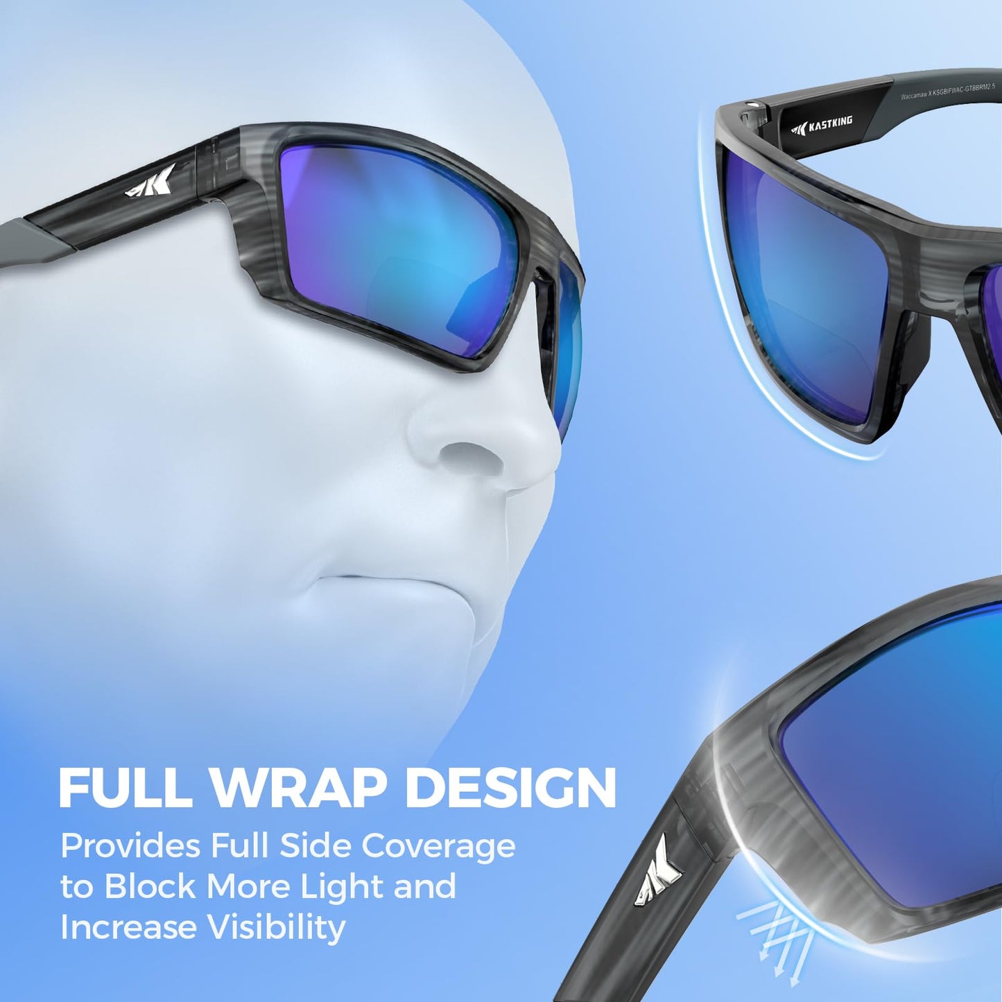 KastKing Waccamaw Bifocal Polarized Sunglasses, Bifocal x2.0 Magnifications, Polycarbonate Lenses, Full Wrap Frame Design, Sports Reader Sunglasses for Men & Women, UV400 Protection