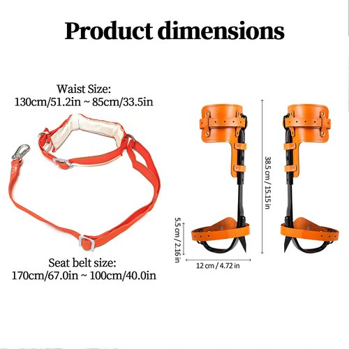 Gdsinstna Tree Climbing Spikes Set,Tree Climbing Gear, Tree Climbing Equipment for Climbers, Fruit Picking