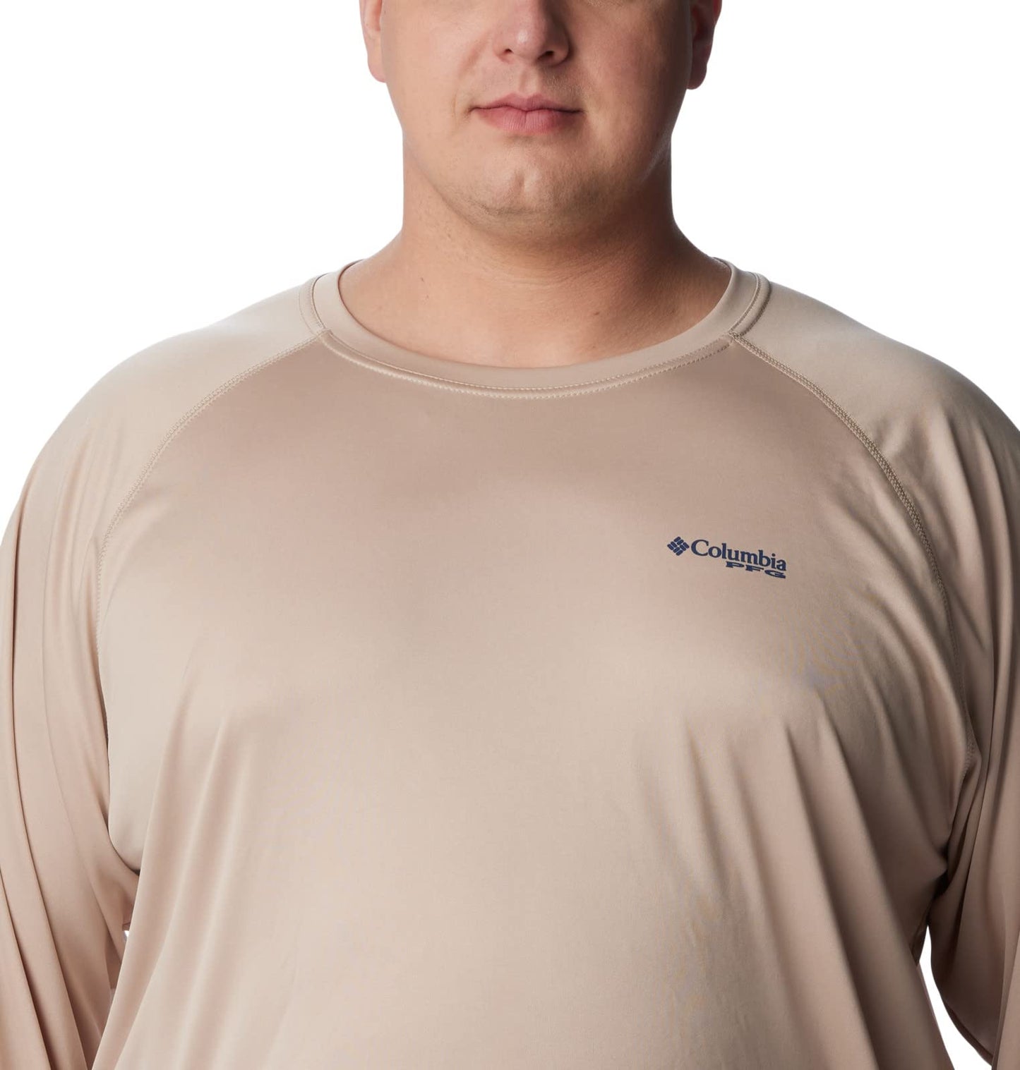 Columbia Men's Terminal Tackle Long Sleeve Shirt, Ancient Fossil/Carbon Logo, 1X Big