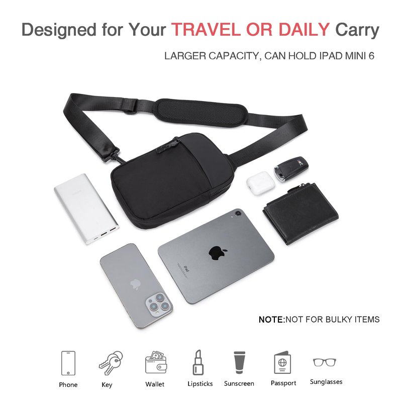 higouta Mini Sling Bag for Men Women, RFID Blocking Crossbody Backpack Casual Utility Chest Phone Bag for Travel Workout