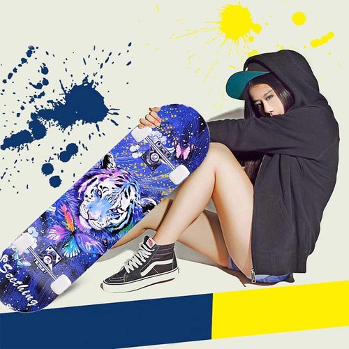 CLYCTIP Complete Skateboards- Standard for Beginners Kids Boys Girls Teenager- 31''x 8''Canadian Maple Cruiser Pro Skate Board
