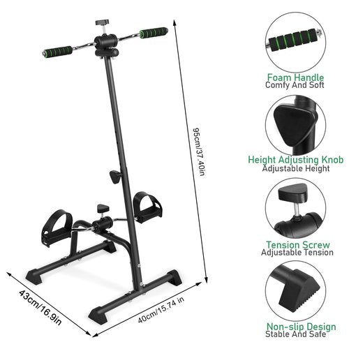 Saterkali Pedal Exerciser Bike Hand Arm Leg and Knee Peddler Adjustable Fitness Equipment for Seniors,Elderly Home Dual Pedal Exercise Bike for Total Body Great Gift for Elderly Rehab,Black Black