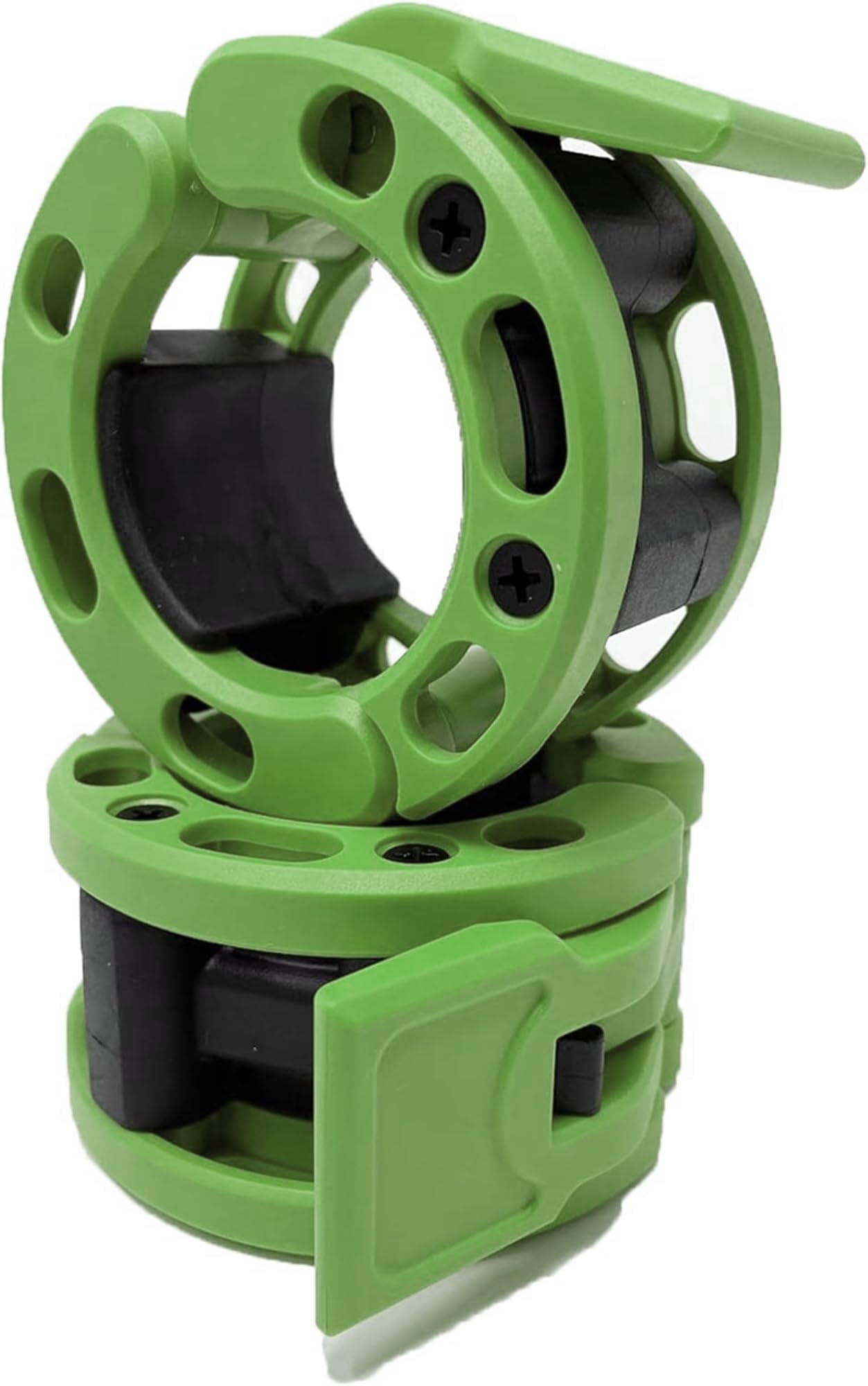 Clout Fitness Olympic Barbell Clamps Collars Quick Release Pair of Locking Weight Clips Fit 2 Inch Barbell (Green)