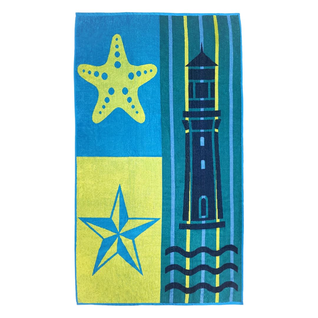 Kaufman - Premium 2-Pack Velour Oversized Double Jacquard Reversible 750 GSM Beach, Pool Towel, Plush Towel, 40in x 70in, Luxurious 100% Cotton (Turq/LTH)