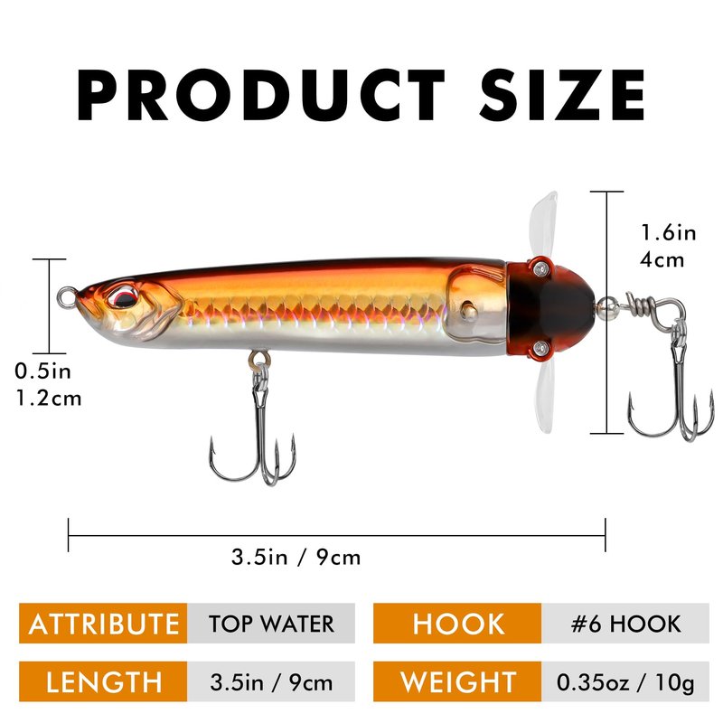 TRUSCEND Pencil Fishing Lures with Double Floating Rotating Tail, Surface Pencil Popper, Long Cast Premium Bass Bait with Rattle, Fishing Teasers Swimbaits for Freshwater Saltwater