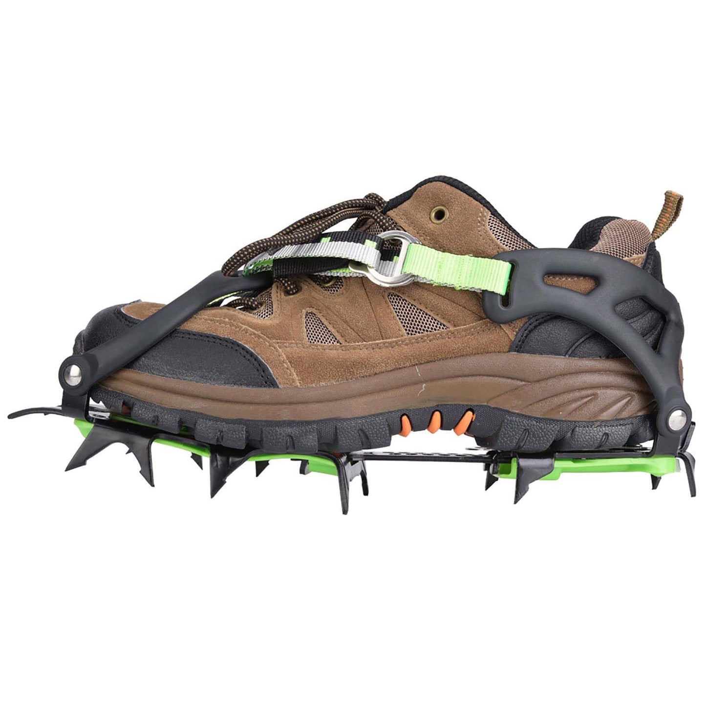 Ice Crampons Shoe Grips, 1 Pair 14 Teeth Antislip Spikes Cleats for Outdoor Snow Hiking Climbing