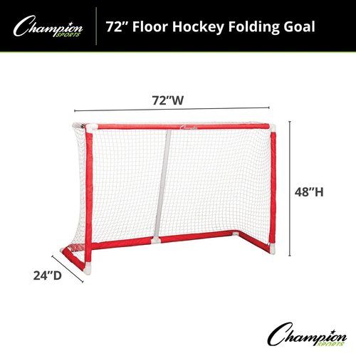 Champion Sports Floor Hockey Collapsible Goal (Red, 72 x 48 x 24-Inch)