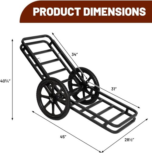 Yeeoy Deer Cart, 500 LBS Capacity Folding Game Cart with Big Wheels, Heavy Duty Steel Game Hauler Hunting Gear Accessories, Luggage Trailer for Outdoor Adventure Hunting, Camping, Fishing