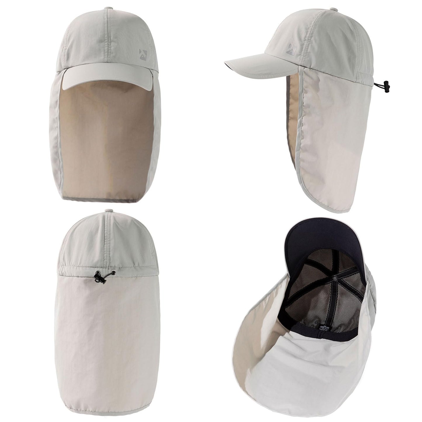 Men's UPF 50+ Waterproof Baseball Sun Cap with Neck Flap, Grey L/XL