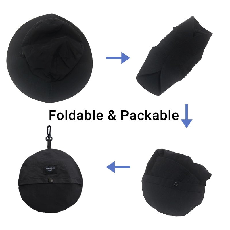 PFFY Waterproof Bucket Hat Rain Quick Dry Hats for Men Women Packable Sun Hat for Fishing Hiking Outdoors Solid Black