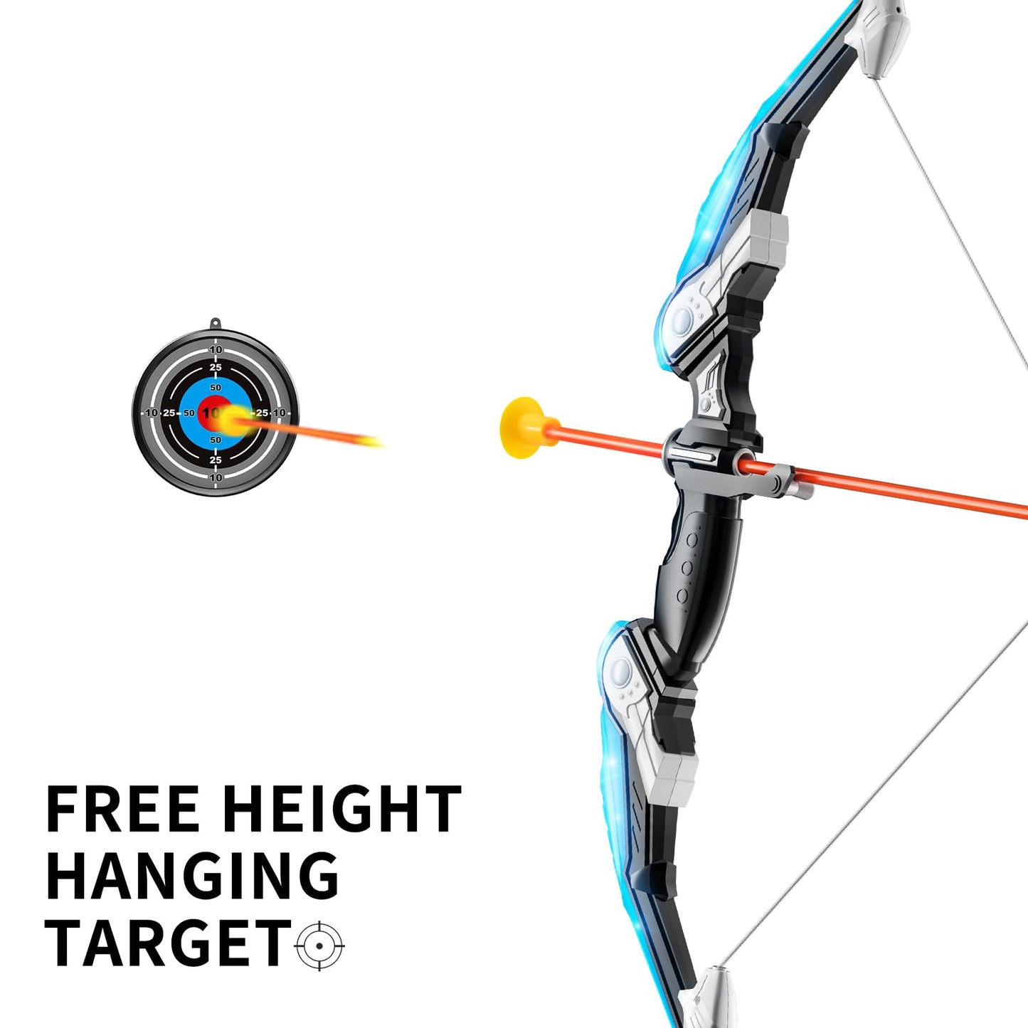2 Pack Set Bow and Arrow Archery Toy for Kids, LED Light Up with 20 Suction Cup Arrows Target & Quiver, Outdoor Toys Kids Boys Girls Ages 3-12 Years Old