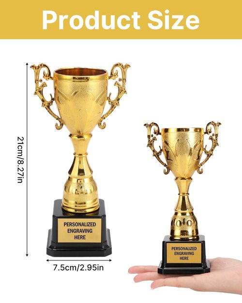 ZALHIN Gold Cup Trophy Award with Custom Engraving, 8.9" Personalized Custom Engraved for Employee Recognition, Sports Trophies, Thanks Gifts (Morning Glory)