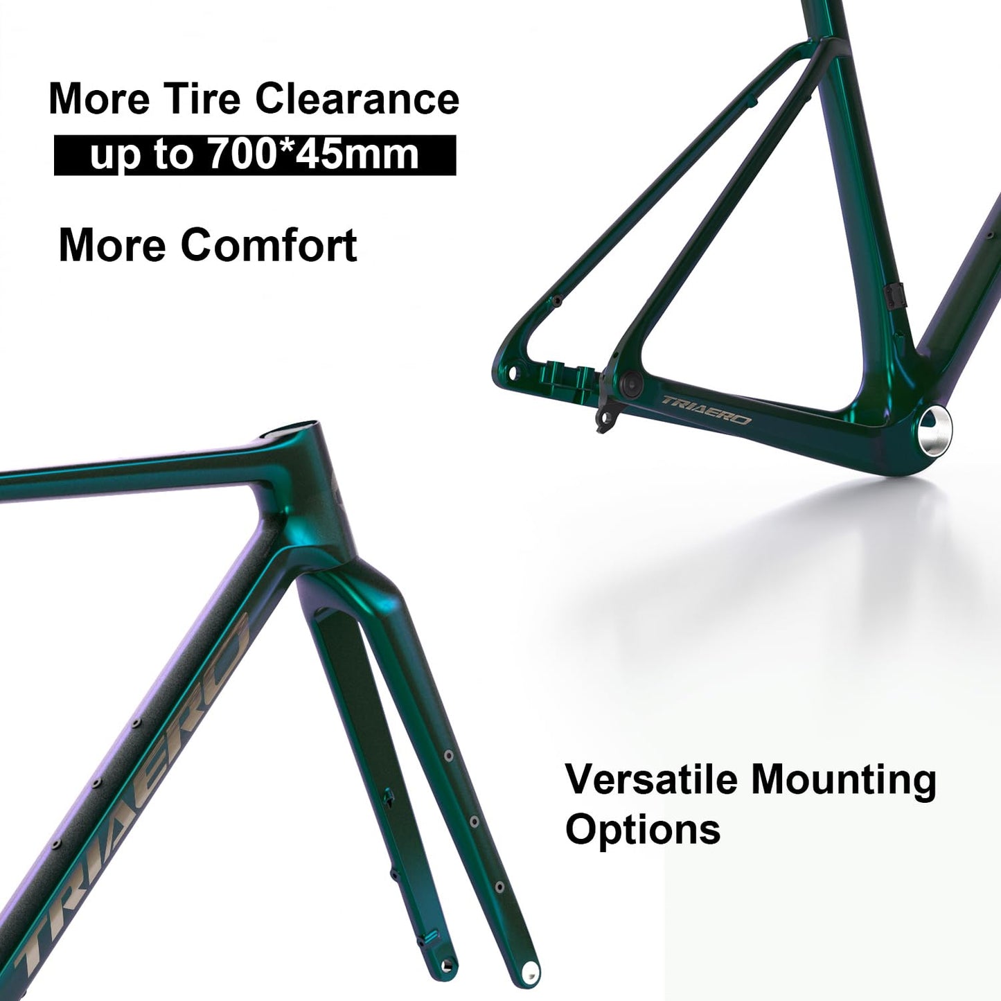 ICAN Graro Carbon Gravel Bike Frameset UCI and UDH Rear Hanger Bottom Bracket T47 49/52/54/56/58cm (Chameleon, 49cm)