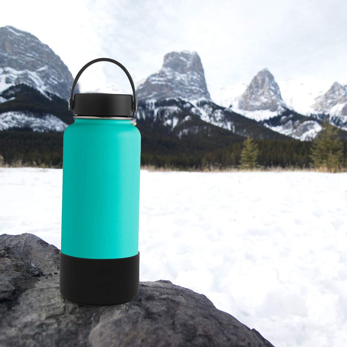 Flaskars Protective Silicone Boot for 12 oz - 40oz Hydroflask Water Bottles Anti-Slip Bottom Stanley Sleeve Cover Bumper (Small, Black)