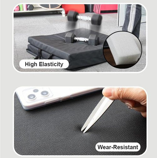 Gymnastics Mat Gym Mat Folding Mattress with Handle,2"/4" Thick Waterproof Floor Mattress Sleep Padding High Density Foam Floor Guest Bed with Removable Cover (Green-PU,20"x39"x2")