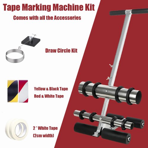 DRTINA Playing Field Line Striping Machines,Basketball Court Marking Kit+Drawing Circle Kit, Road Warning,Warehouse/Parking Lot Hand Push Floor Marking Tool Adjustable Parking Lot Striping Machine