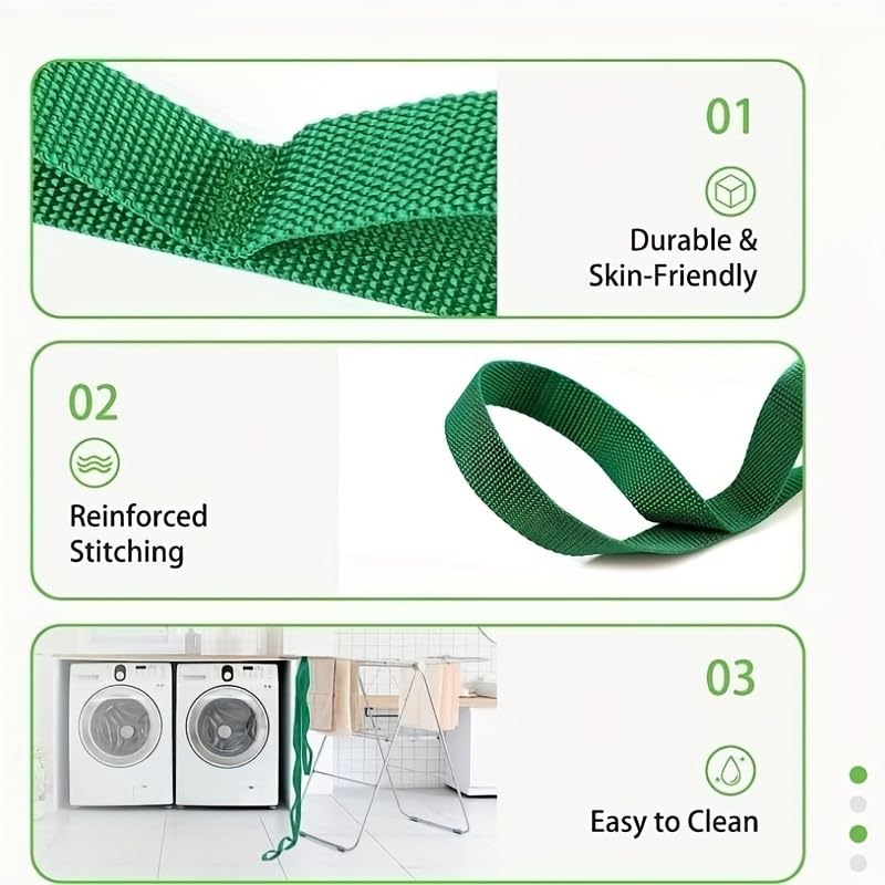 10 - Loop Non - Elastic Stretching Strap - Ideal for Yoga & Workouts Green