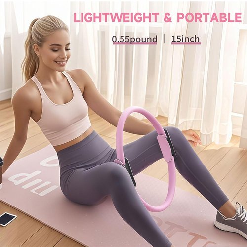 Pilates Ring Set, 14" Magic Circle, Long & Loop Resistance Bands, Soft Pilates Ball, Grip Socks,Puller, Home Workout Equipment for Women & Beginners to Tone, Flexibility & Core Strength (Black)