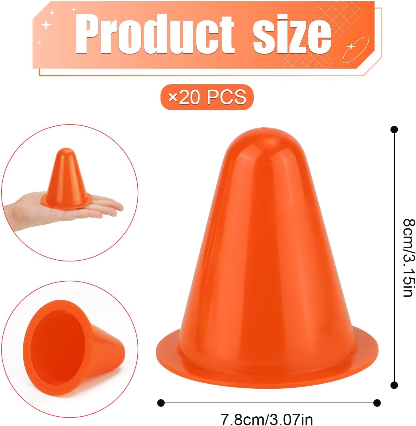 20pcs Soccer Cones, 3.15 Inch Mini Practice Cones Sports Cones Field Markers Cones Basketball Cones Training Cones for Outdoor Indoor Basketball Football Footwork Training