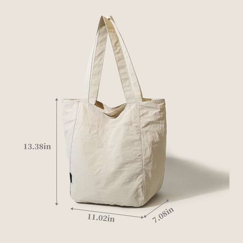 Barsine Tote Bag for Women Men Tote Purses and Handbags Lightweight Nylon Shoulder Bag for Work Travel Gym Yoga Dance, White